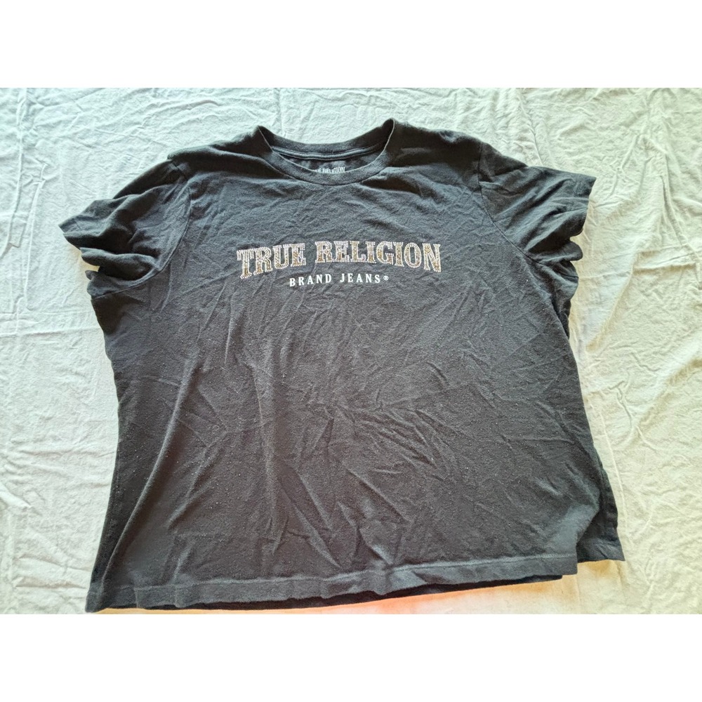 True Religion Brand Jeans Graphic T-Shirt Black Cotton 3XL 207970
